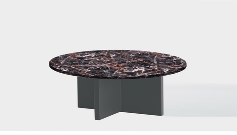 reddie-raw round coffee table 90dia x 35H *cm / Stone~Black Veined Marble / Metal~Grey Bob Coffee Table Round