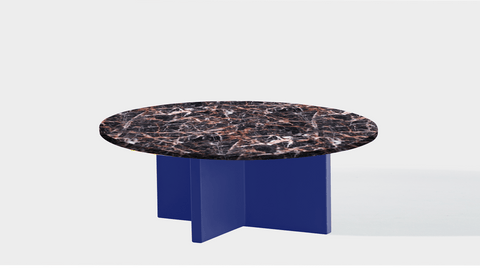 reddie-raw round coffee table 90dia x 35H *cm / Stone~Black Veined Marble / Metal~Navy Bob Coffee Table Round