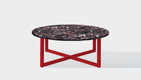 reddie-raw round coffee table 90dia x 35H *cm / Stone~Black Veined Marble / Metal~Red Suzy Coffee Table Round