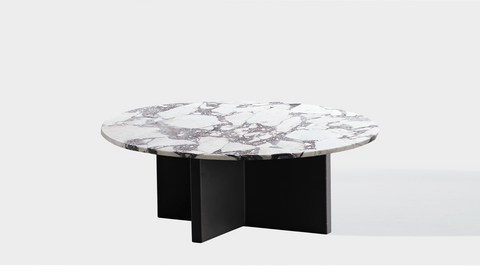 reddie-raw round coffee table 90dia x 35H *cm / Stone~Calacatta Viola / Metal~Black Bob Coffee Table Round