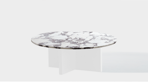 reddie-raw round coffee table 90dia x 35H *cm / Stone~Calacatta Viola / Metal~White Bob Coffee Table Round