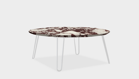 reddie-raw round coffee table 90dia x 35H *cm / Stone~Calacatta Viola / Metal~White Willy Coffee Table Round
