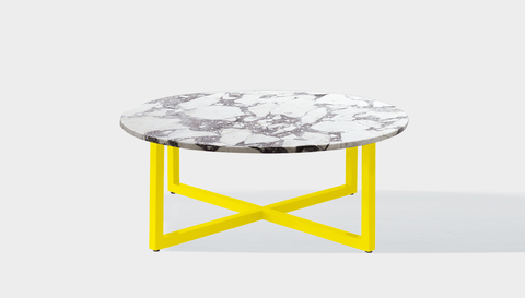 reddie-raw round coffee table 90dia x 35H *cm / Stone~Calacatta Viola / Metal~Yellow Suzy Coffee Table Round