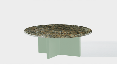 reddie-raw round coffee table 90dia x 35H *cm / Stone~Forest Green / Metal~Mint Bob Coffee Table Round