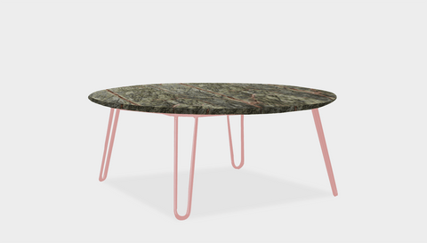 reddie-raw round coffee table 90dia x 35H *cm / Stone~Forest Green / Metal~Pink Willy Coffee Table Round