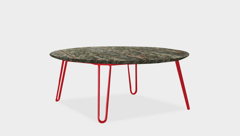 reddie-raw round coffee table 90dia x 35H *cm / Stone~Forest Green / Metal~Red Willy Coffee Table Round