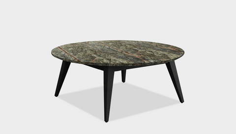 reddie-raw round coffee table 90dia x 35H *cm / Stone~Forest Green / Wood Teak~Black Vinny Coffee Table Round