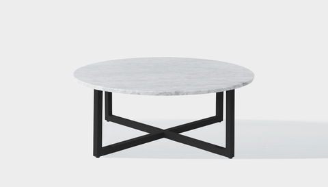 reddie-raw round coffee table 90dia x 35H *cm / Stone~White Veined Marble / Metal~Black Suzy Coffee Table Round