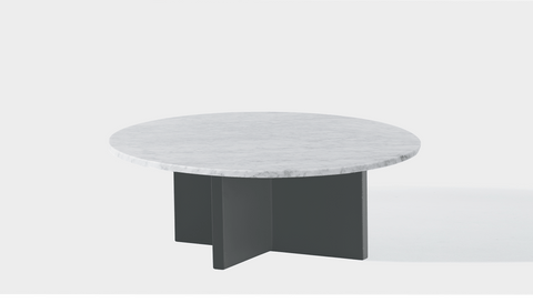 reddie-raw round coffee table 90dia x 35H *cm / Stone~White Veined Marble / Metal~Grey Bob Coffee Table Round