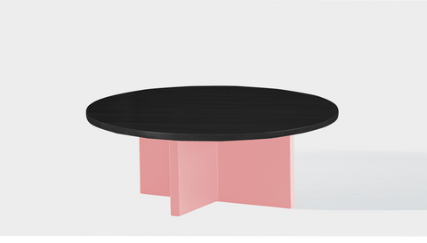 reddie-raw round coffee table 90dia x 35H *cm / Wood Teak~Black / Metal~Pink Bob Coffee Table Round