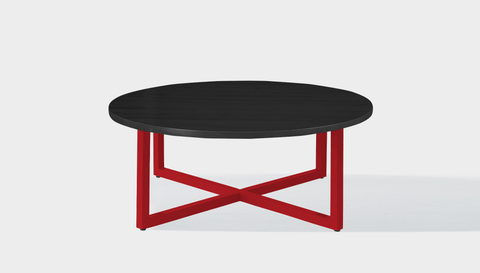 reddie-raw round coffee table 90dia x 35H *cm / Wood Teak~Black / Metal~Red Suzy Coffee Table Round