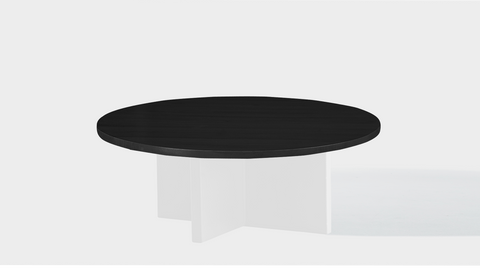 reddie-raw round coffee table 90dia x 35H *cm / Wood Teak~Black / Metal~White Bob Coffee Table Round