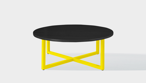 reddie-raw round coffee table 90dia x 35H *cm / Wood Teak~Black / Metal~Yellow Suzy Coffee Table Round