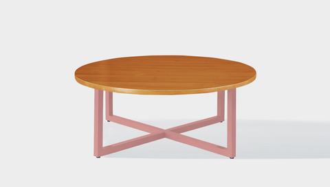 reddie-raw round coffee table 90dia x 35H *cm / Wood Teak~Natural / Metal~Pink Suzy Coffee Table Round