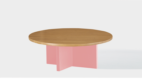 reddie-raw round coffee table 90dia x 35H *cm / Wood Teak~Oak / Metal~Pink Bob Coffee Table Round
