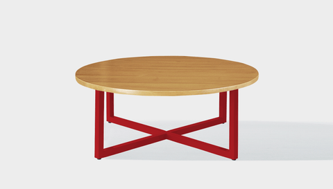 reddie-raw round coffee table 90dia x 35H *cm / Wood Teak~Oak / Metal~Red Suzy Coffee Table Round