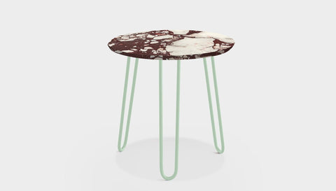 reddie-raw round side table 35dia x 45H *cm / Stone~Calacatta Viola / Metal~Mint Willy Side Table Round