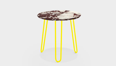 reddie-raw round side table 35dia x 45H *cm / Stone~Calacatta Viola / Metal~Yellow Willy Side Table Round