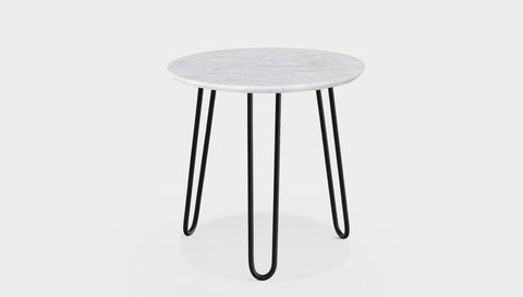 reddie-raw round side table 35dia x 45H *cm / Stone~White Veined Marble / Metal~Black Willy Side Table Round