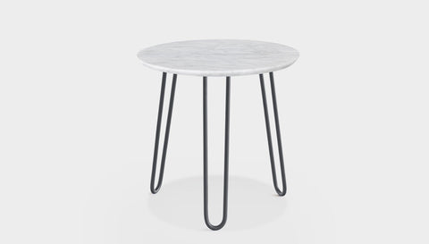 reddie-raw round side table 35dia x 45H *cm / Stone~White Veined Marble / Metal~Grey Willy Side Table Round