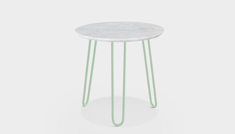 reddie-raw round side table 35dia x 45H *cm / Stone~White Veined Marble / Metal~Mint Willy Side Table Round
