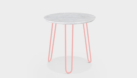 reddie-raw round side table 35dia x 45H *cm / Stone~White Veined Marble / Metal~Pink Willy Side Table Round