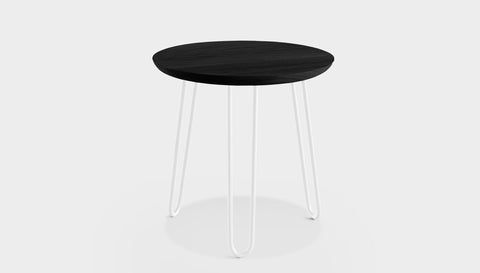 reddie-raw round side table 35dia x 45H *cm / Wood Teak~Black / Metal~White Willy Side Table Round