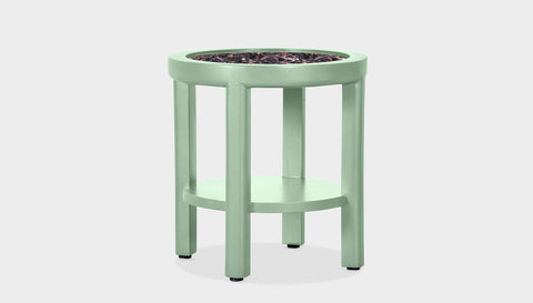 reddie-raw round side table 45 dia x 45 H (*cm) / Stone~Black Veined Marble / Lacquer~Mint Rita Side Table