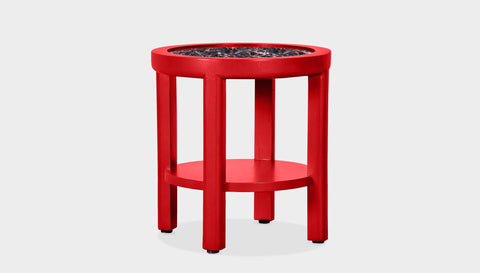 reddie-raw round side table 45 dia x 45 H (*cm) / Stone~Black Veined Marble / Lacquer~Red Rita Side Table
