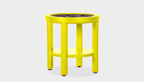 reddie-raw round side table 45 dia x 45 H (*cm) / Stone~Black Veined Marble / Lacquer~Yellow Rita Side Table