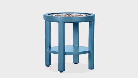 reddie-raw round side table 45 dia x 45 H (*cm) / Stone~Calacatta Viola / Lacquer~Blue Rita Side Table
