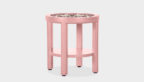 reddie-raw round side table 45 dia x 45 H (*cm) / Stone~Calacatta Viola / Lacquer~Pink Rita Side Table