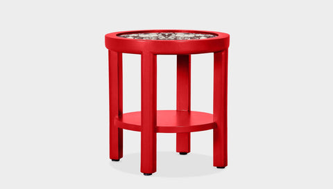 reddie-raw round side table 45 dia x 45 H (*cm) / Stone~Calacatta Viola / Lacquer~Red Rita Side Table