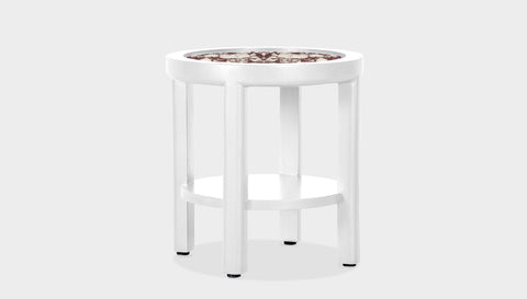 reddie-raw round side table 45 dia x 45 H (*cm) / Stone~Calacatta Viola / Lacquer~White Rita Side Table
