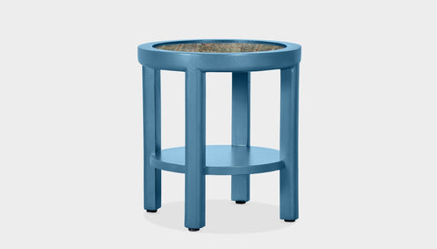 reddie-raw round side table 45 dia x 45 H (*cm) / Stone~Forest Green / Lacquer~Blue Rita Side Table
