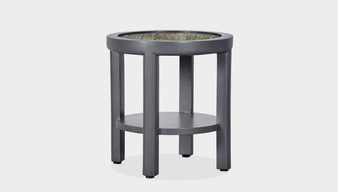 reddie-raw round side table 45 dia x 45 H (*cm) / Stone~Forest Green / Lacquer~Grey Rita Side Table
