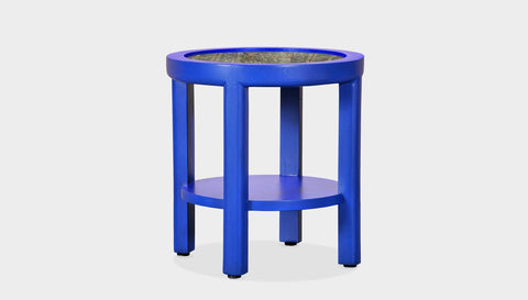 reddie-raw round side table 45 dia x 45 H (*cm) / Stone~Forest Green / Lacquer~Navy Rita Side Table