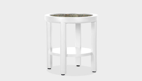 reddie-raw round side table 45 dia x 45 H (*cm) / Stone~Forest Green / Lacquer~White Rita Side Table