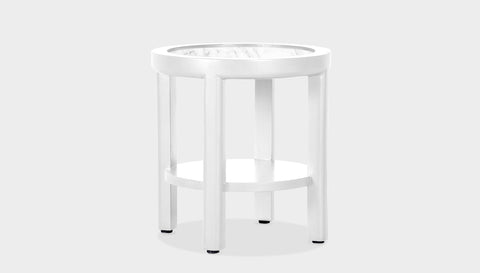 reddie-raw round side table 45 dia x 45 H (*cm) / Stone~White Veined Marble / Lacquer~White Rita Side Table
