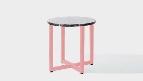 reddie-raw round side table 45dia x 45H *cm / Stone~Black Veined Marble / Metal~Pink Suzy Side Table Round