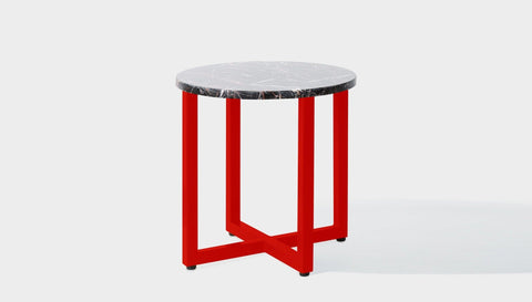 reddie-raw round side table 45dia x 45H *cm / Stone~Black Veined Marble / Metal~Red Suzy Side Table Round