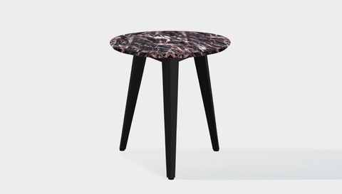 reddie-raw round side table 45dia x 45H *cm / Stone~Black Veined Marble / Wood Teak~Black Vinny Side Table Round