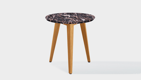 reddie-raw round side table 45dia x 45H *cm / Stone~Black Veined Marble / Wood Teak~Oak Vinny Side Table Round