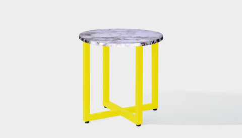 reddie-raw round side table 45dia x 45H *cm / Stone~Calacatta Viola / Metal~Yellow Suzy Side Table Round