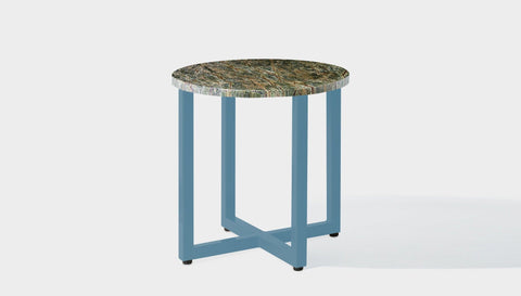 reddie-raw round side table 45dia x 45H *cm / Stone~Forest Green / Metal~Blue Suzy Side Table Round