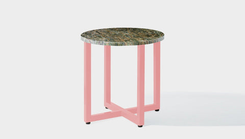 reddie-raw round side table 45dia x 45H *cm / Stone~Forest Green / Metal~Pink Suzy Side Table Round