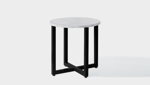 reddie-raw round side table 45dia x 45H *cm / Stone~White Veined Marble / Metal~Black Suzy Side Table Round