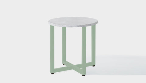 reddie-raw round side table 45dia x 45H *cm / Stone~White Veined Marble / Metal~Mint Suzy Side Table Round
