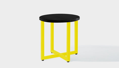 reddie-raw round side table 45dia x 45H *cm / Wood Teak~Black / Metal~Yellow Suzy Side Table Round