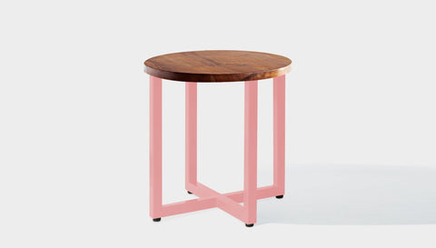 reddie-raw round side table 45dia x 45H *cm / Wood Teak~Natural / Metal~Pink Suzy Side Table Round